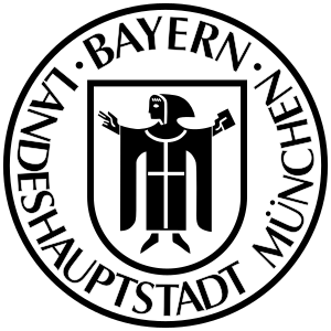 Circular text logo featuring Bayern Munich, the capital city of Bavaria, Germany, emphasizing regional identity and culture.