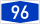 Blue rectangular button with white number 96, representing a digital or electronic display, commonly used in user interfaces.