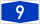 Blue rectangular road sign with a white number 9 indicating a highway or route number for navigation and travel.