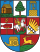 Colorful Heraldic Shield with Medieval Symbols Colorful heraldic shield featuring a tree, lion, castle, and other medieval symbols representing historical and cultural heritage.