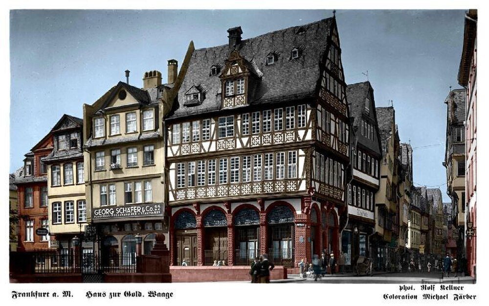 Historic half-timbered buildings in Frankfurt am Main Historic half-timbered buildings in Frankfurt am Main with traditional German architecture and street view