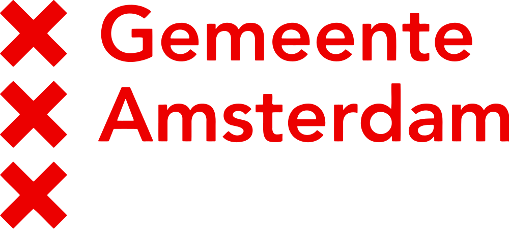 Gemeente Amsterdam official logo with three red crosses Official logo of Gemeente Amsterdam featuring three red Saint Andrew's crosses symbolizing the city of Amsterdam in the Netherlands