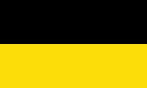 Flag of the German Empire with black, white, and yellow horizontal stripes representing historical German colors