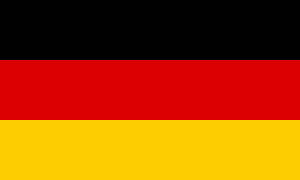 Flag of Germany with horizontal black, red, and gold stripes representing the German nation and culture