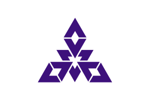 Abstract purple geometric triangular logo with diamond shapes forming a symmetrical pattern on white background