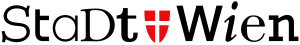 StaDt Wien logo with red shield and white cross Logo of StaDt Wien featuring black text and a red shield with a white cross, representing Vienna city branding.