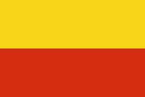 Flag with two horizontal stripes, yellow on top and red on bottom, representing a simple bicolor design.