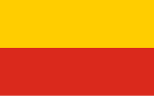 Yellow and red horizontal bicolor flag Flag with two horizontal stripes, yellow on top and red on bottom, representing a simple bicolor design.