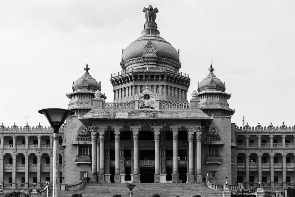 The iconic Vidhana Soudha in Bengaluru — Karnataka's neo-Dravidian state legislative building, the largest state government building in India and one of the city's defining landmarks