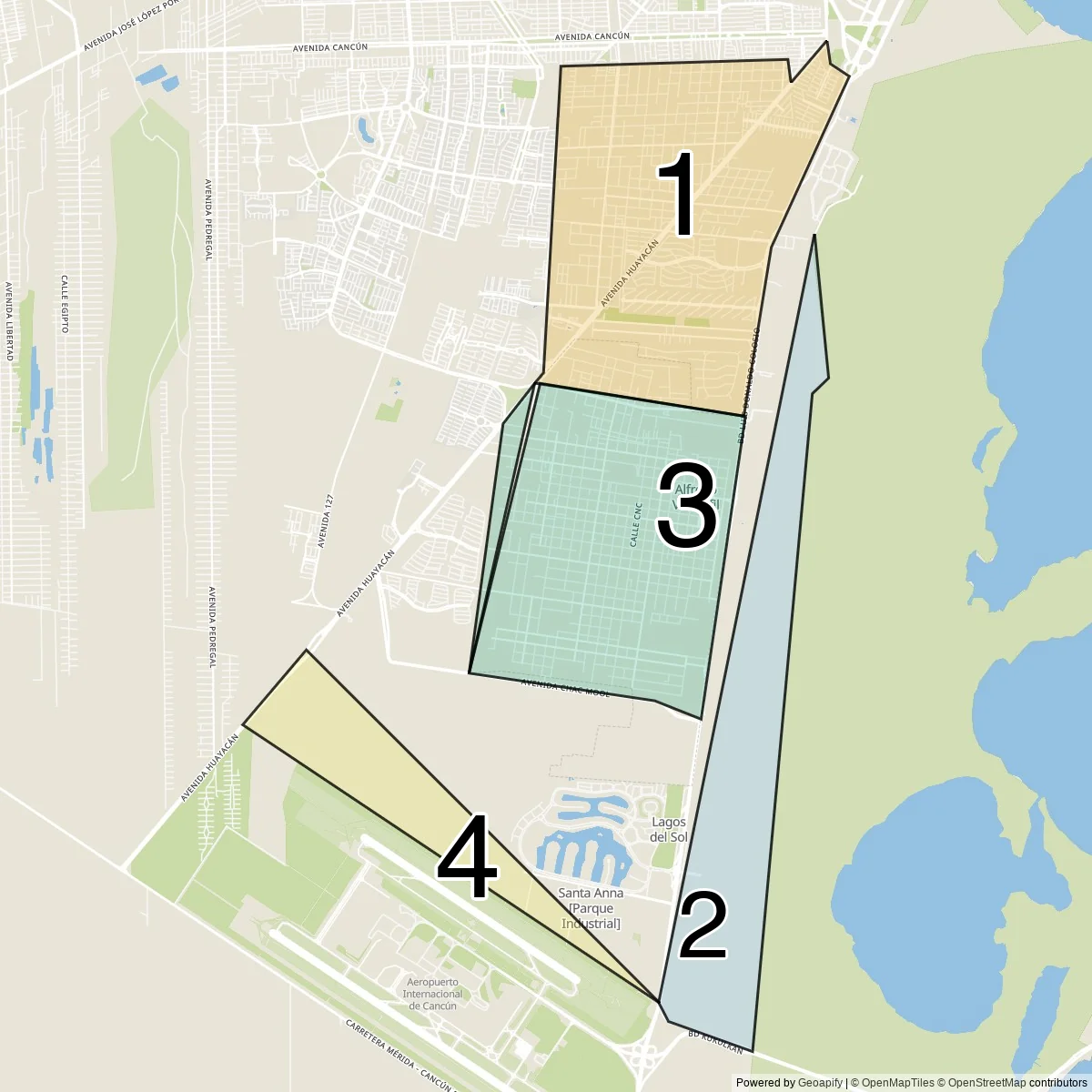 Cancun districts map (4 Superblocks)