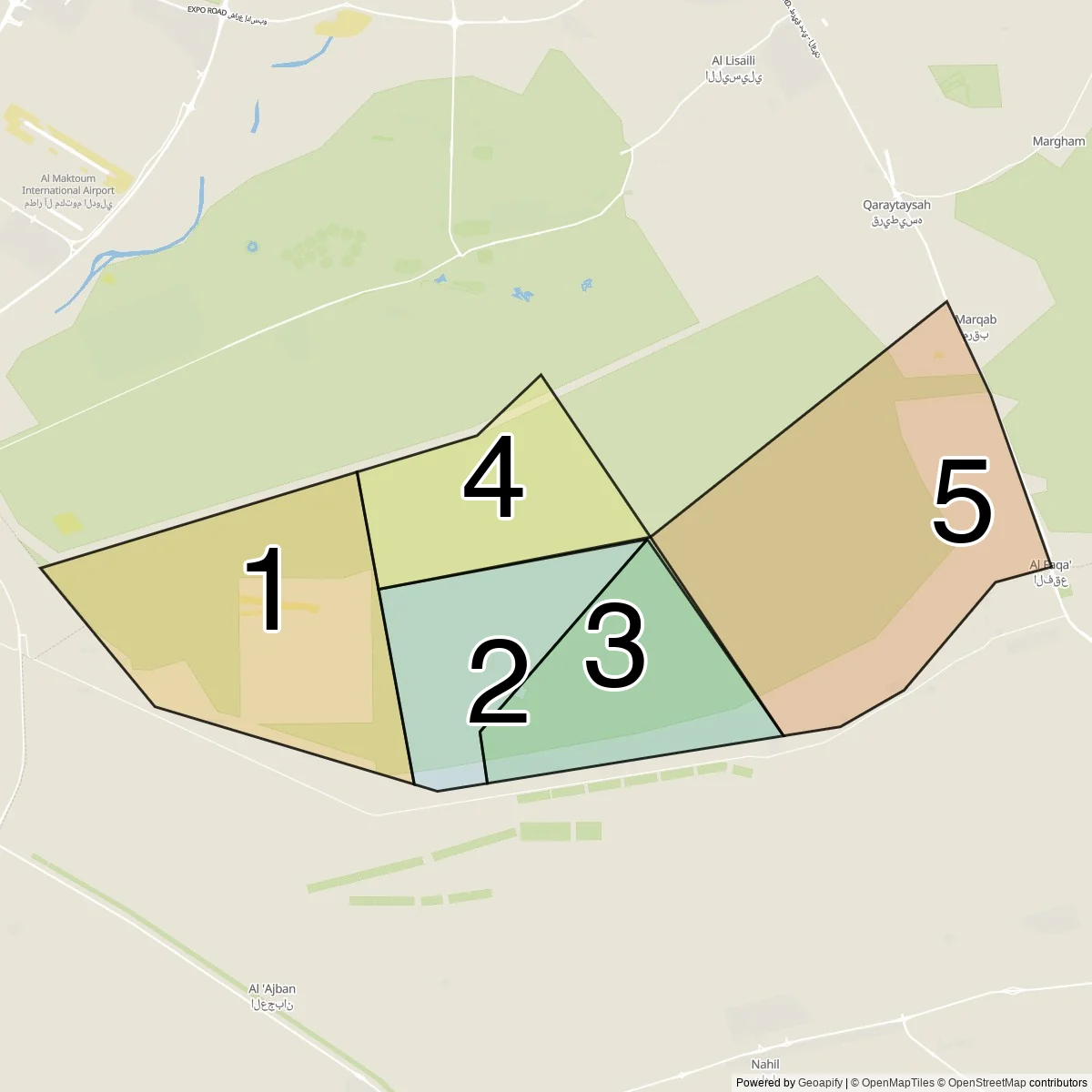 Dubai districts map (5 Communities)