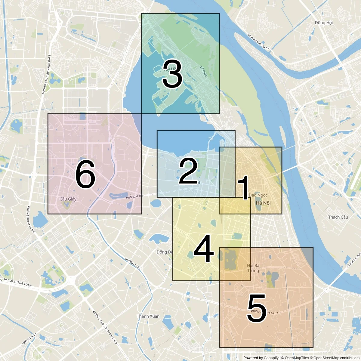 Hanoi districts map (6 Central wards)