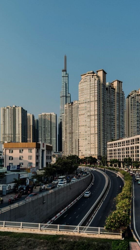 Urban skyline of Ho Chi Minh City featuring the towering Landmark 81 — Vietnam's tallest building