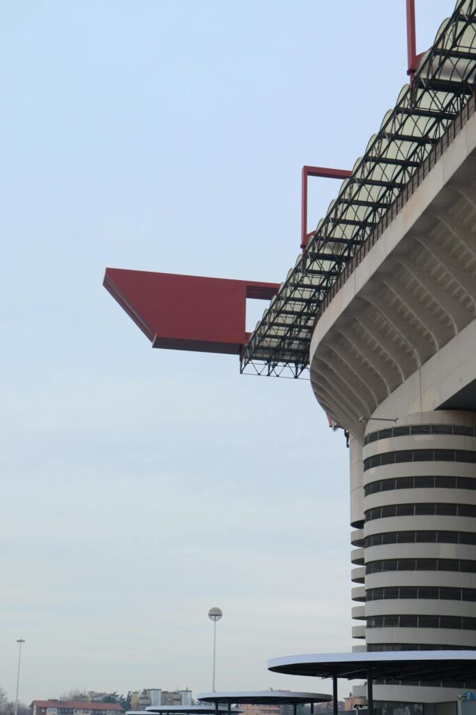 Side view of the iconic San Siro Stadium in Milan, shared by AC Milan and Inter Milan