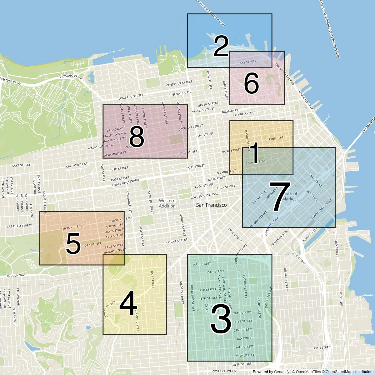 San Francisco districts map (8 Neighborhoods)
