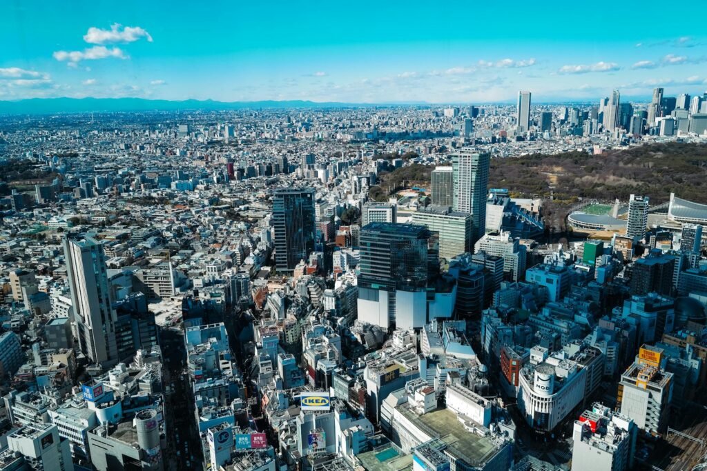 Stunning aerial shot of Tokyo showcasing its sprawling urban skyline and the world's largest metropolitan region