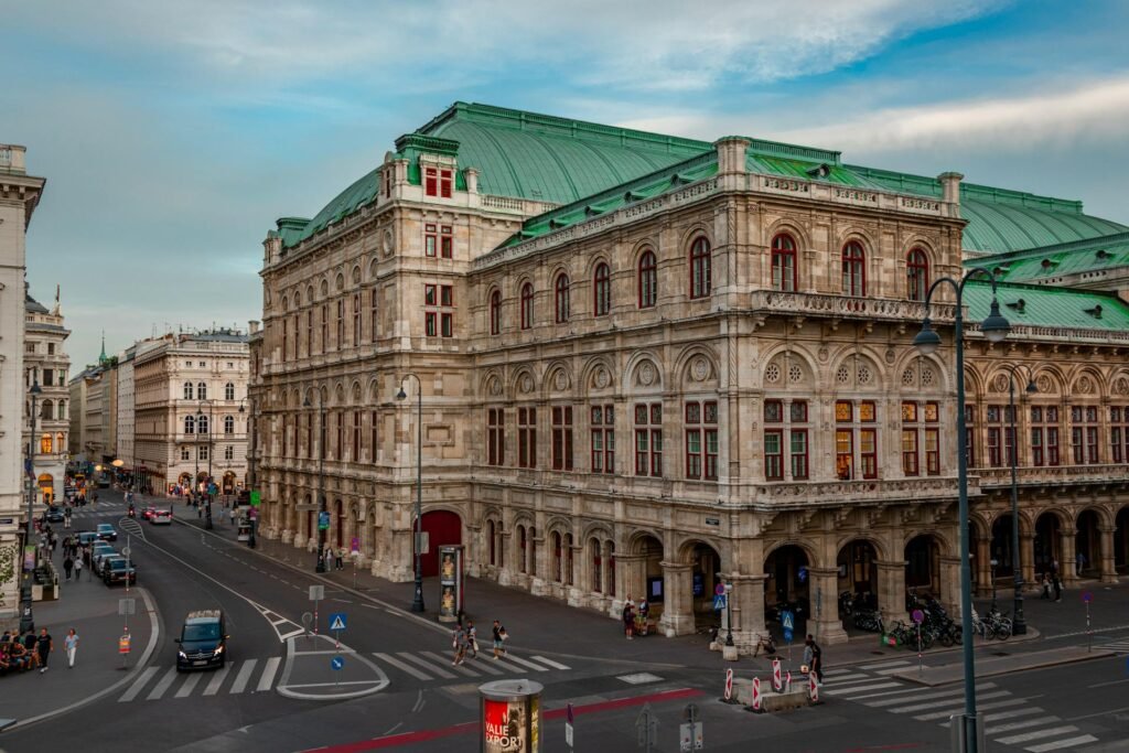 Aerial view of the Vienna State Opera and the surrounding city centre