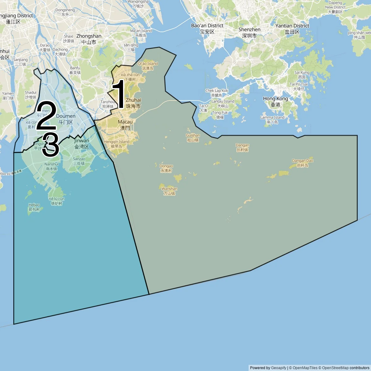 Zhuhai districts map (3 Districts)